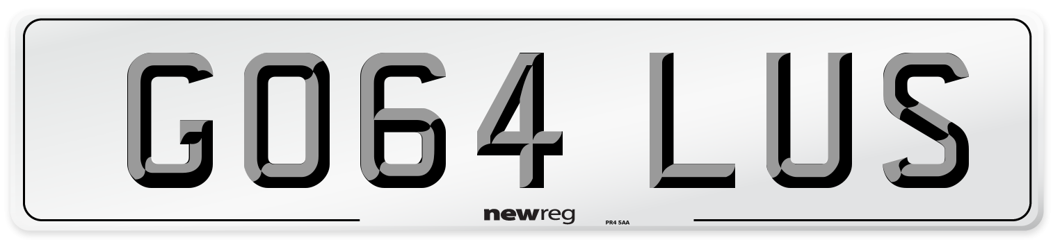 GO64 LUS Number Plate from New Reg